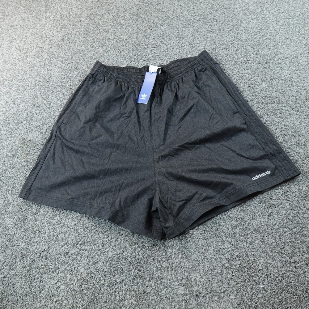 NEW Adidas Shorts Mens L Gray Black Trefoil Performance Athletic Gym Workout Run